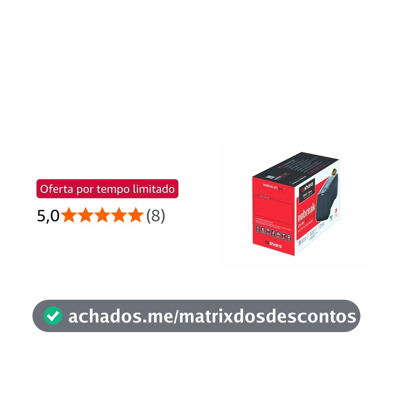 TS Shara Nobreak Mini 700VA Entrada e Saída 115V 6 Tomadas Preto