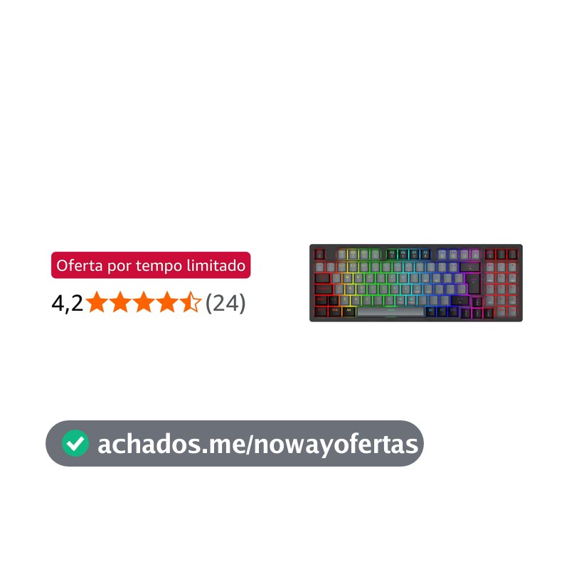 Teclado Mecânico Gamer com Fio 95 Teclas, RGB com 20 Modos de Iluminação, Switch Vermelho Hot Swap, Anti Ghosting, Teclado Compacto USB para PC, Notebook, Windows e Mac (Cinza)