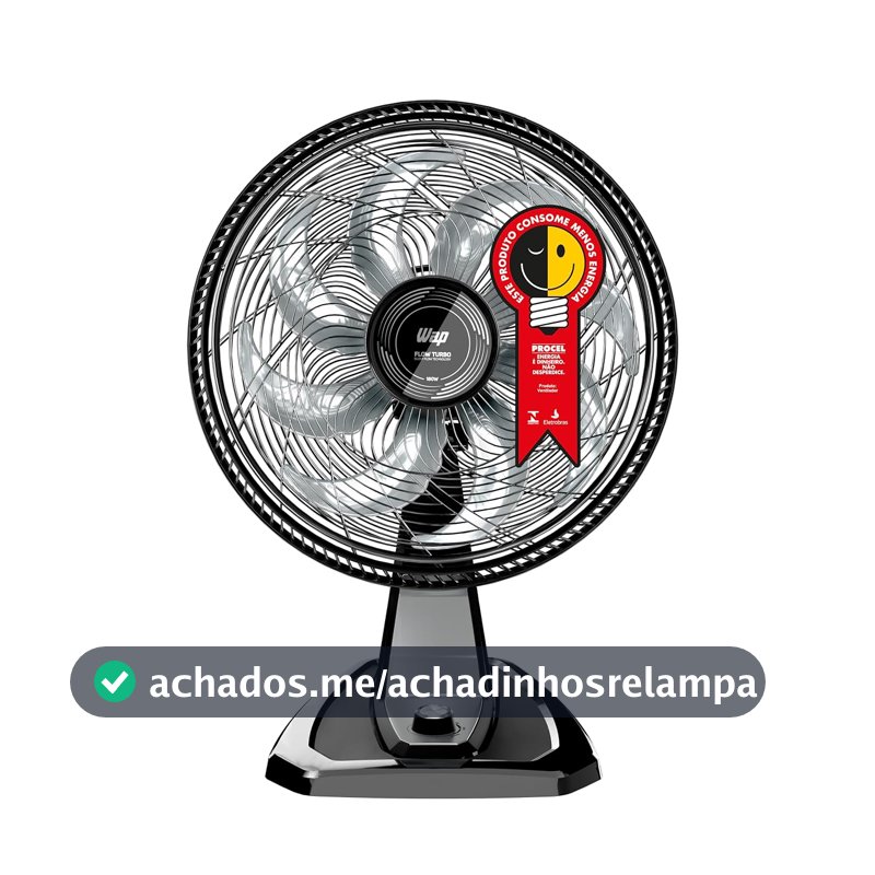 WAP Ventilador de Mesa e Parede 50cm FLOW TURBO, com Tecnologia Silenciosa e Econômica, 8 Pás e 3 Velocidades, 180W 220V
