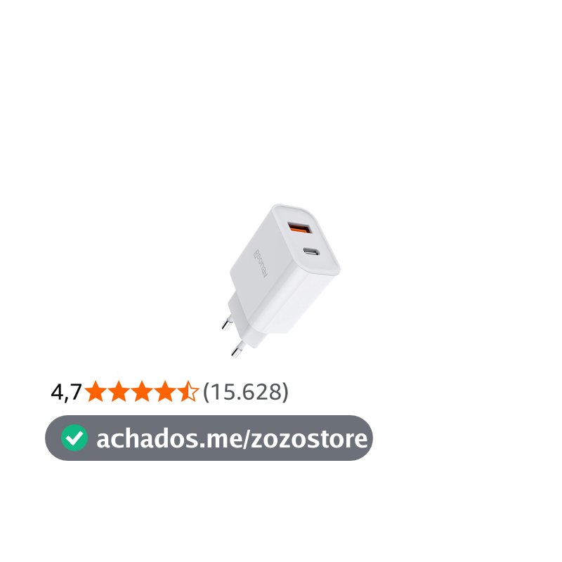 Geonav Carregador Universal Ultra Rápido Duo, 1 X USB-C Power Delivery 20W, 1 X USB Quick Charge 18W, CH20PDQC, Branco