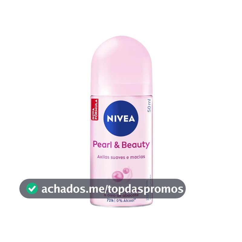 NIVEA Desodorante Antitranspirante Roll-on Pearl & Beauty 50ml, Proteção 72h, Previne Irritações, Contra Suor e Odores, Axilas Suaves