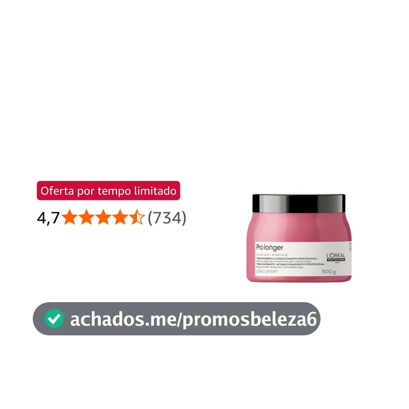 L'Oréal Professionnel Máscara de Tratamento Pro Longer, Reduz a Quebra e Aparência de Pontas Duplas, Adiciona Suavidade e Brilho, Para cabelos finos e com afinamento, 500g