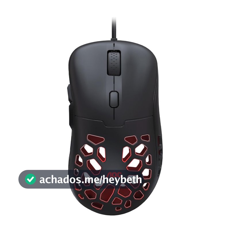 Mouse Gamer AOC GM510 ULTRALEVE 58g 16.000 DPI Pixart 3389 RGB 6 botões Macro Manager