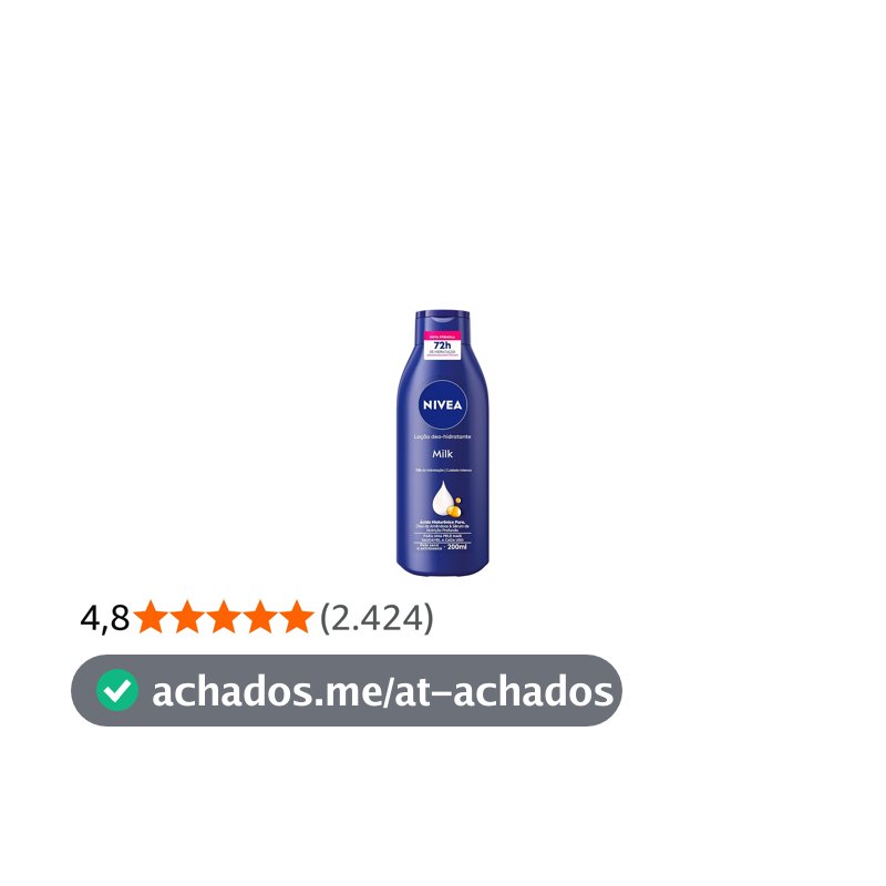 NIVEA Loção Deo-Hidratante Milk 200ml, Hidratação Profunda 72h, Corporal, Hialurônico Puro, Pele Seca e Extrasseca