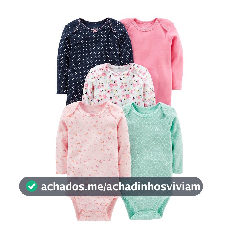 Body Pacote com 5 bodies de manga comprida Simple Joys by Carter'sMeninas