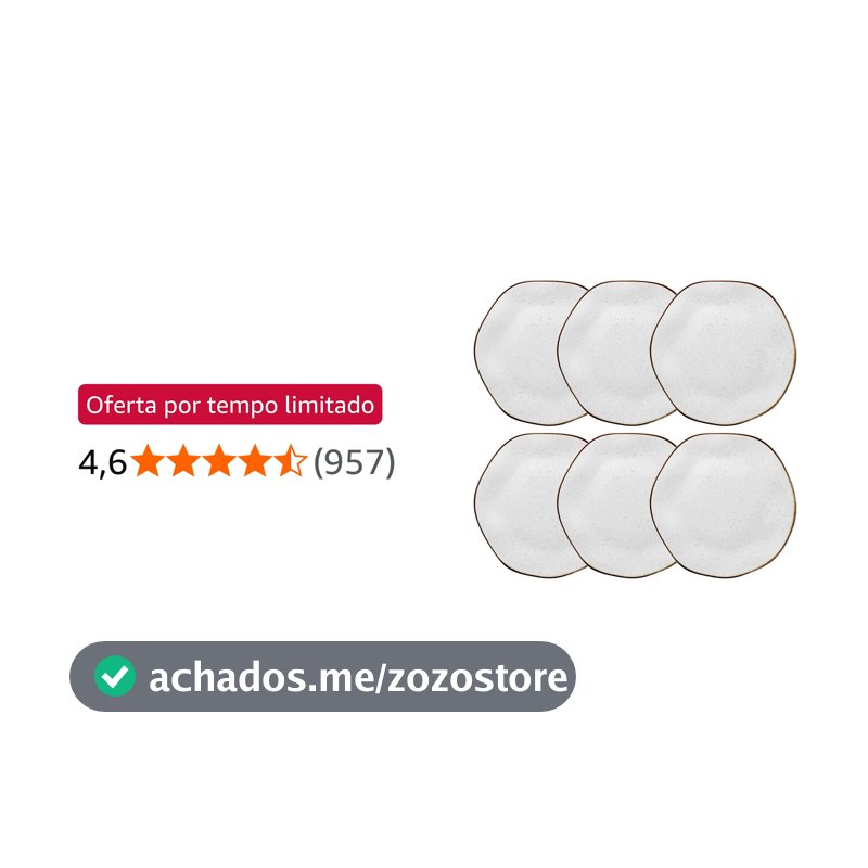 Oxford Conjunto de 6 Pratos Rasos 27,5cm Ryo Maresia