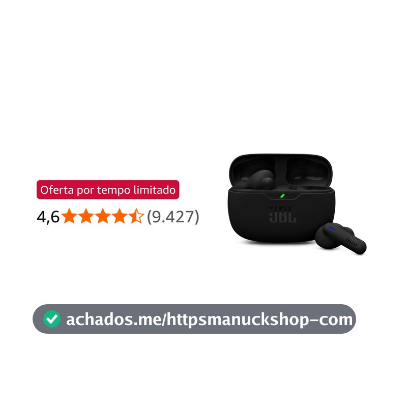 Fone de Ouvido Sem Fio, JBL, Bluetooth, Wave Beam 2, Intra Auricular, Sem Fio, Resistente À Água e Poeira - Preto