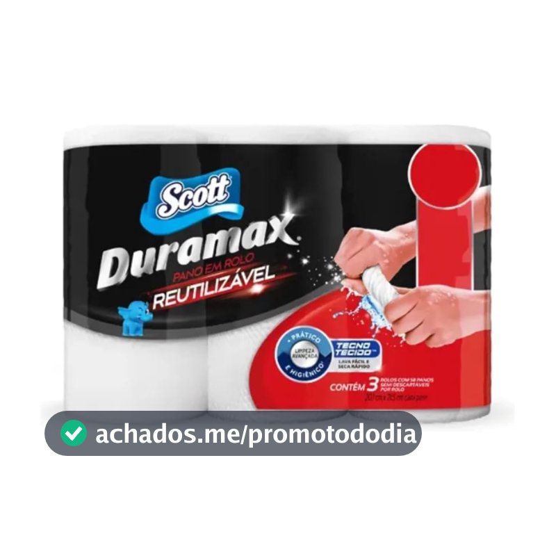 Scott Duramax Pano Reutilizável em Rolo, Branco, 174 Folhas (3 Unidades de 58 Folhas)