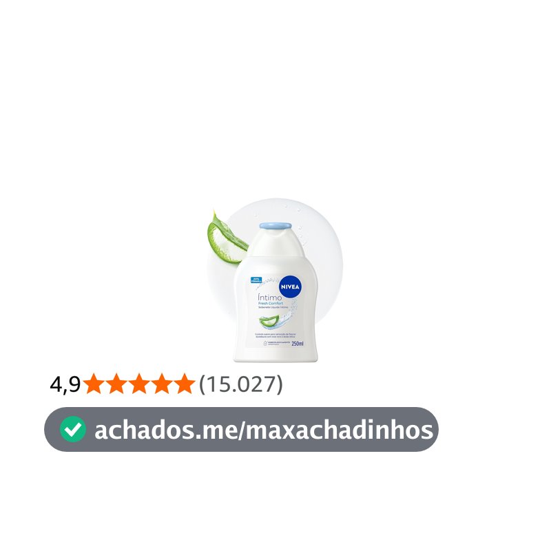 NIVEA Sabonete Líquido Íntimo Fresh Comfort 250ml, Limpeza Suave, Mantém pH Natural, Aloe Vera, Cuidado Refrescante, Uso Diário