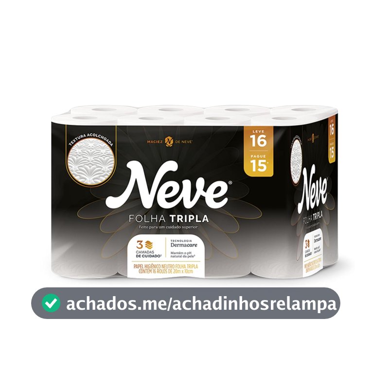 Papel Higiênico Neve Supreme Folha Tripla Leve 16 Pague 15 20 Metros