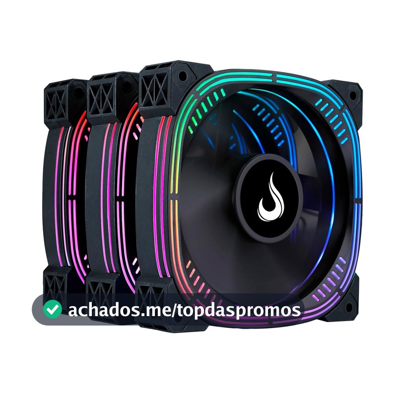 Kit com 3 Ventoinhas Gamer Rise Mode Aura Pro Black ARGB 5v 120mm - RM-AUB-02-ARGB