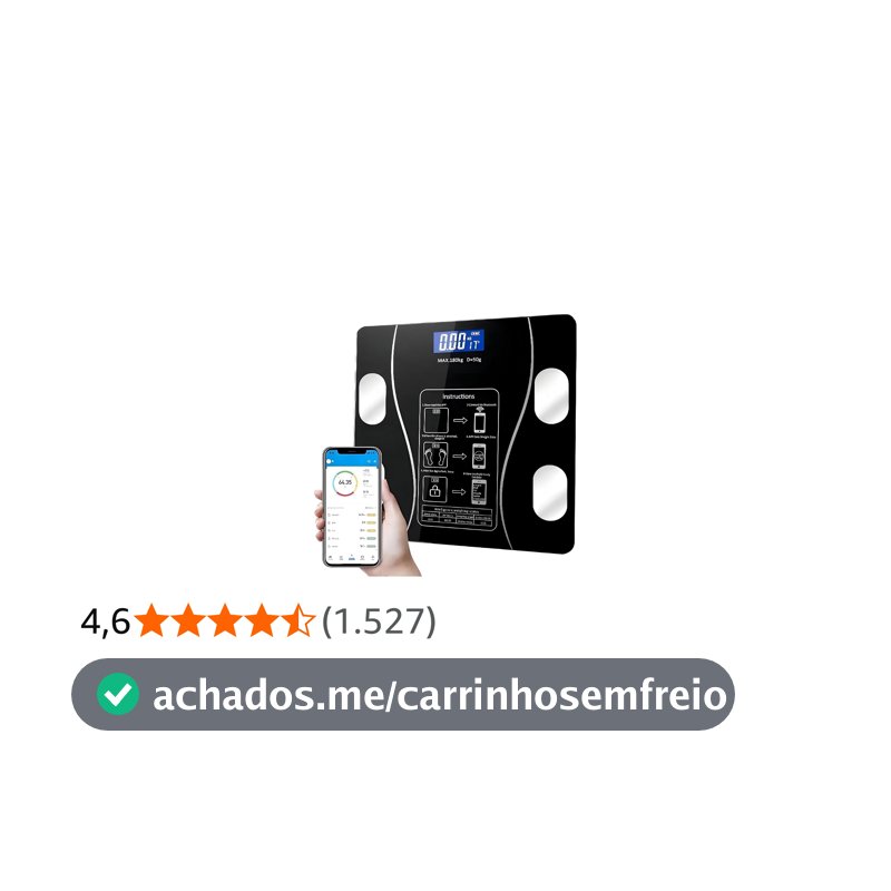 Balança Corporal Bioimpedância Inteligente Digital Aplicativo para Análise Corporal Medição de Gordura Peso Até 180kg