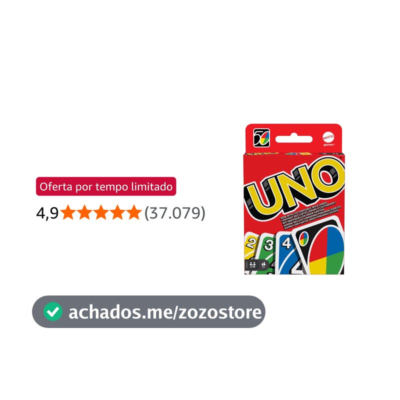 Kit de Cartas UNO Clássico Mattel com 108 7 Anos ou Mai, Multicolorido