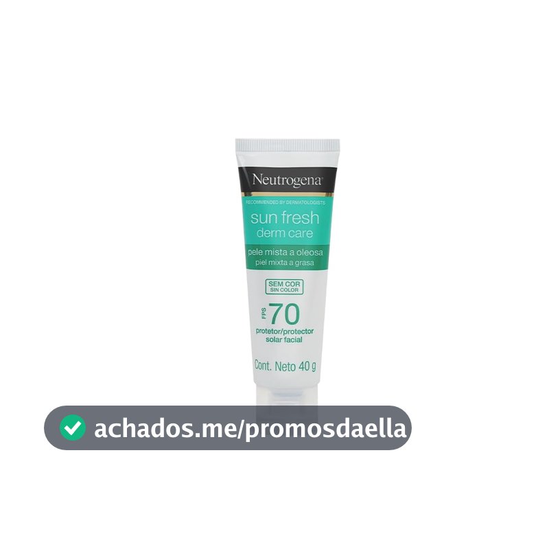Protetor Solar Facial Neutrogena Sun Fresh Derm Care, Sem Cor, FPS 70, 40g