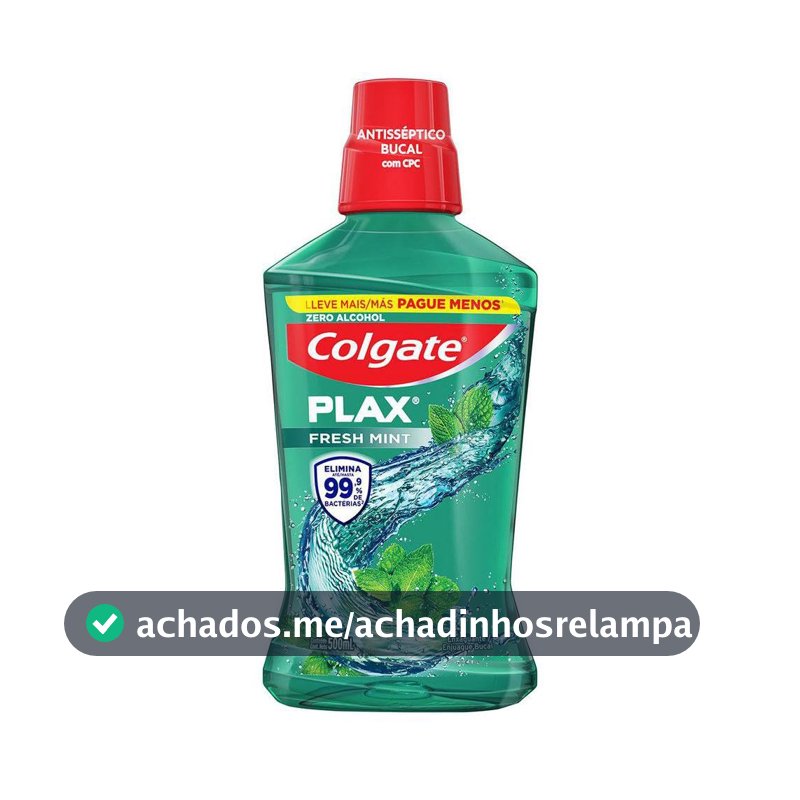 Colgate Plax Fresh Mint Enxaguante Bucal Sem Álcool, 500ml