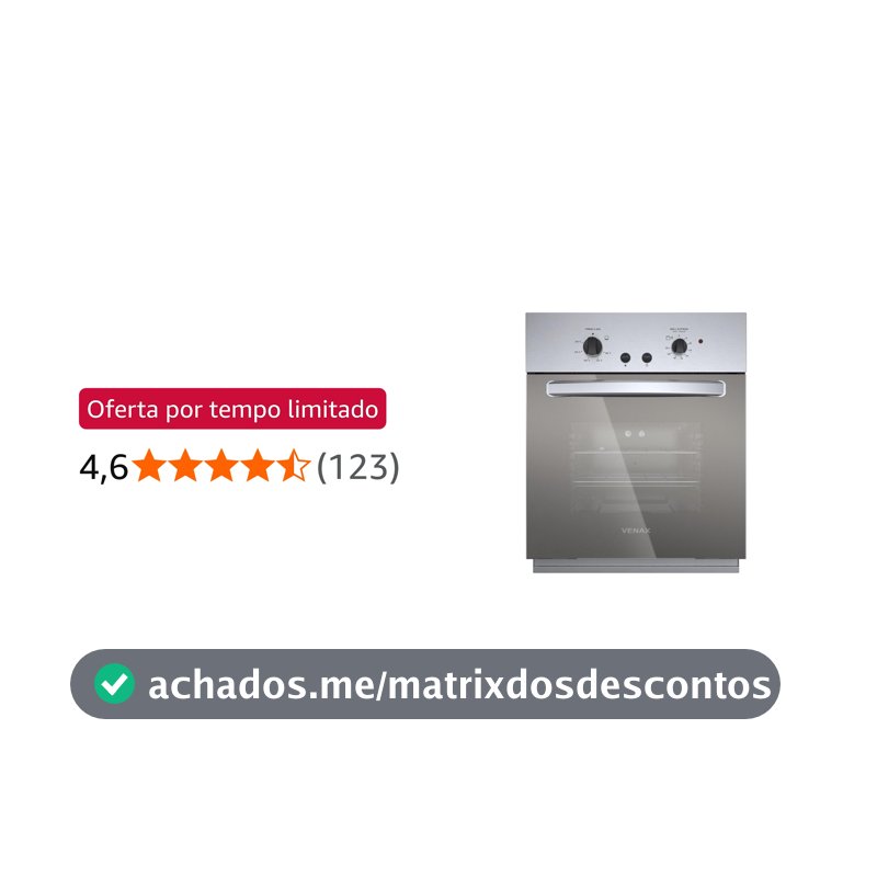 Forno Embutir Gás 50L Cristallo GIII - Venax - Inox - 127V