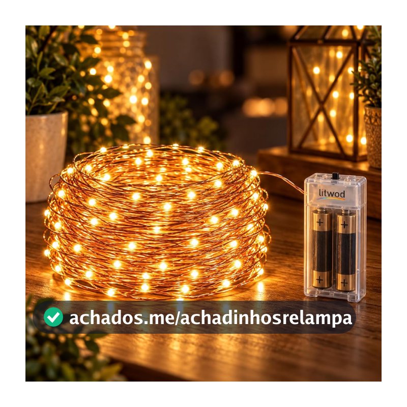 Luz de Fada LED 10m com 100 LEDs em Fio de Cobre Flexível