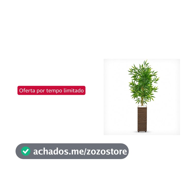 Oferta por tempo limitado para Membros Prime: Árvore Artificial Bambu Mosso 1,10 m com Vaso Decorativo em Madeira e Pedras Brancas