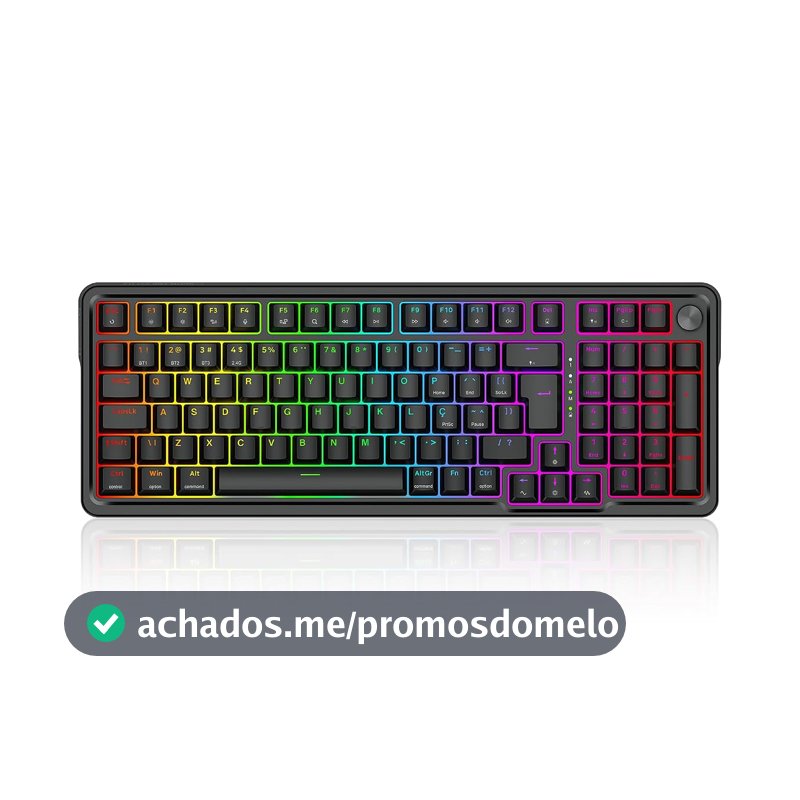 Teclado Mecânico Gamer Redragon Eisa Pro Preto RGB Switch Mambo 1800 Compact Hotswap 5 Pinos ABNT2 Gasket Mount USB Tipo-C, Bluetooth e USB 2.4GHz K686-RGB-PRO (PT-MAMBO)