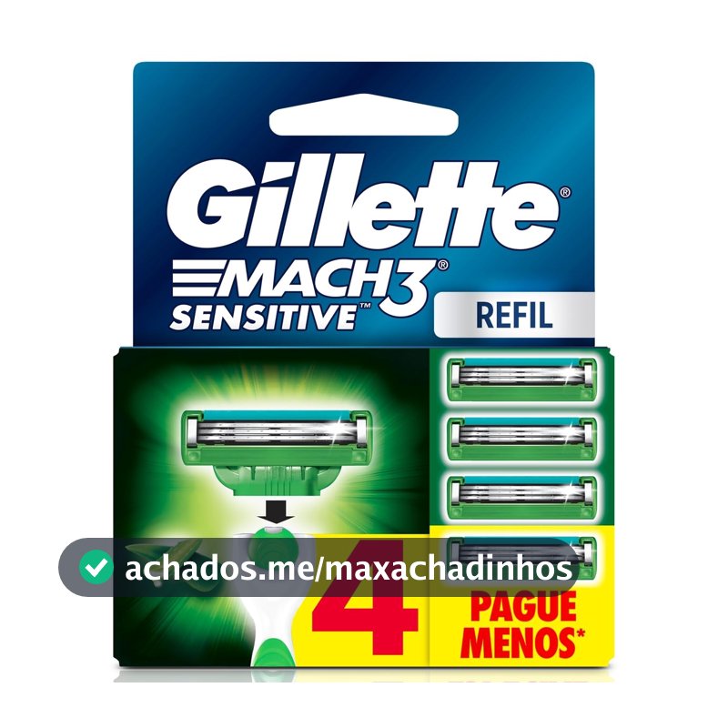 Gillette Mach3 Sensitive Carga Aparelho de Barbear com Aloe 4 Unidades