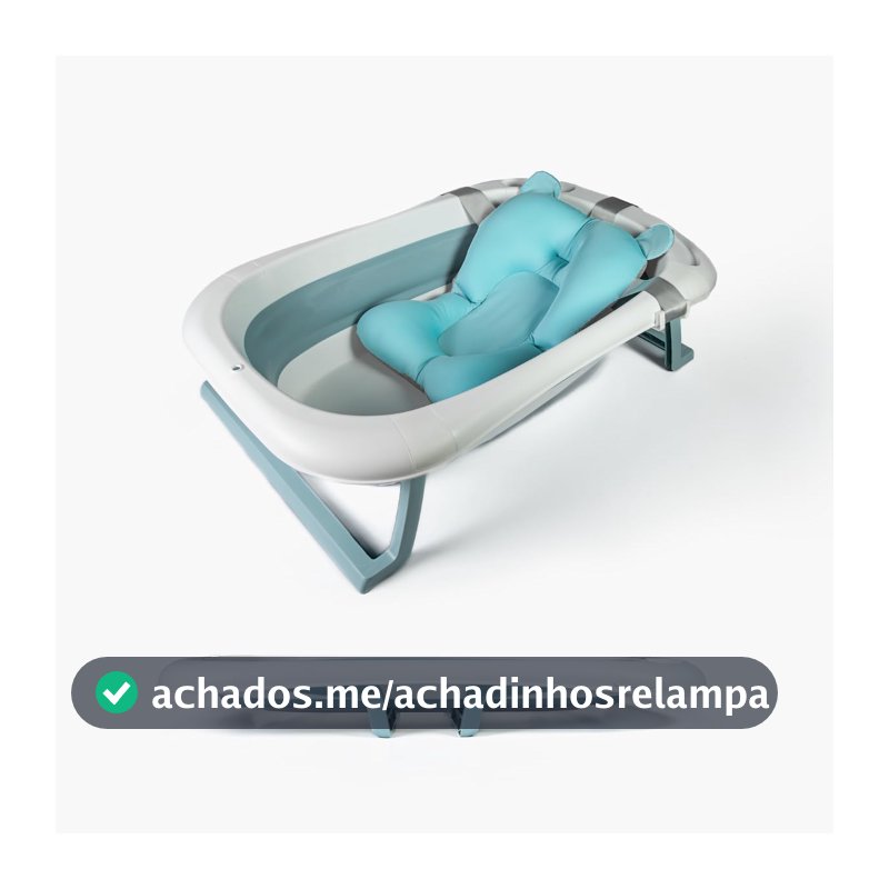 Banheira De Bebê Dobrável Portátil Com Almofada De Banho (Azul)