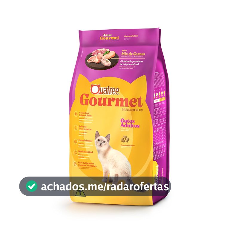 Ração Quatree Gourmet para Gatos Adultos Sabor Mix de Carnes