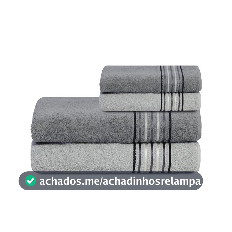 Jogo de Banho 4 peças - Banhão - 2 de rosto e 2 Vitta Plus Select 400g/m² Cinza Claro com Cinza Escuro Camesa