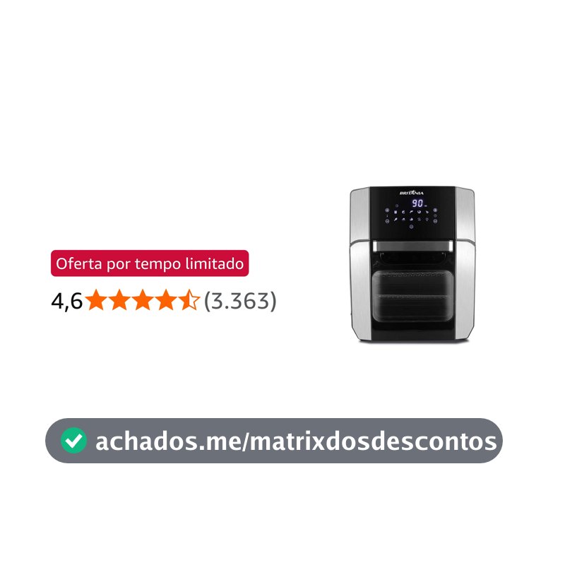 Britânia Fritadeira Air Fry Oven BFR2100P, 220v 12 litros