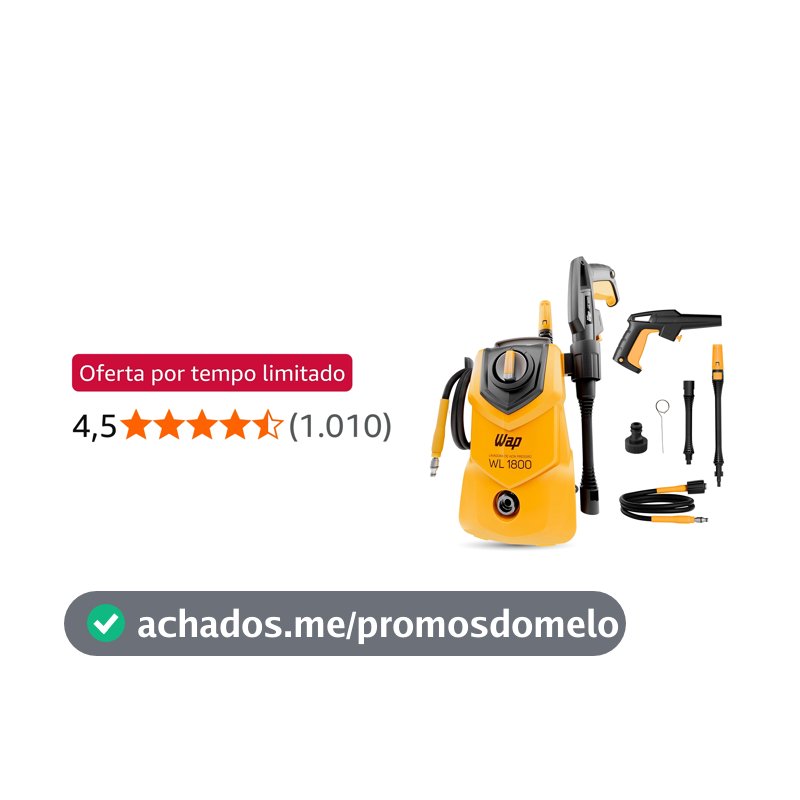 WAP Lavadora de Alta Pressão WL 1800 360L/h Portátil, com Jato em Leque e Concentrado 1500psi 1400W 127V