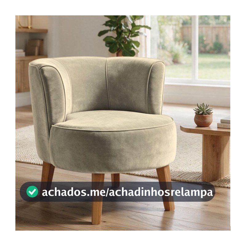 Poltrona Decorativa para Sala de Jantar Confortável Tecido Veludo MOBLAN decor (Bege)