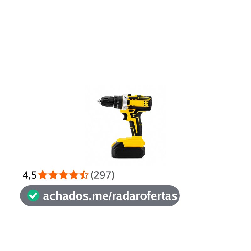 Parafusadeira Furadeira a Bateria 21V com Empunhadura Emborrachada, Bateria Recarregável e Carregador Bivolt