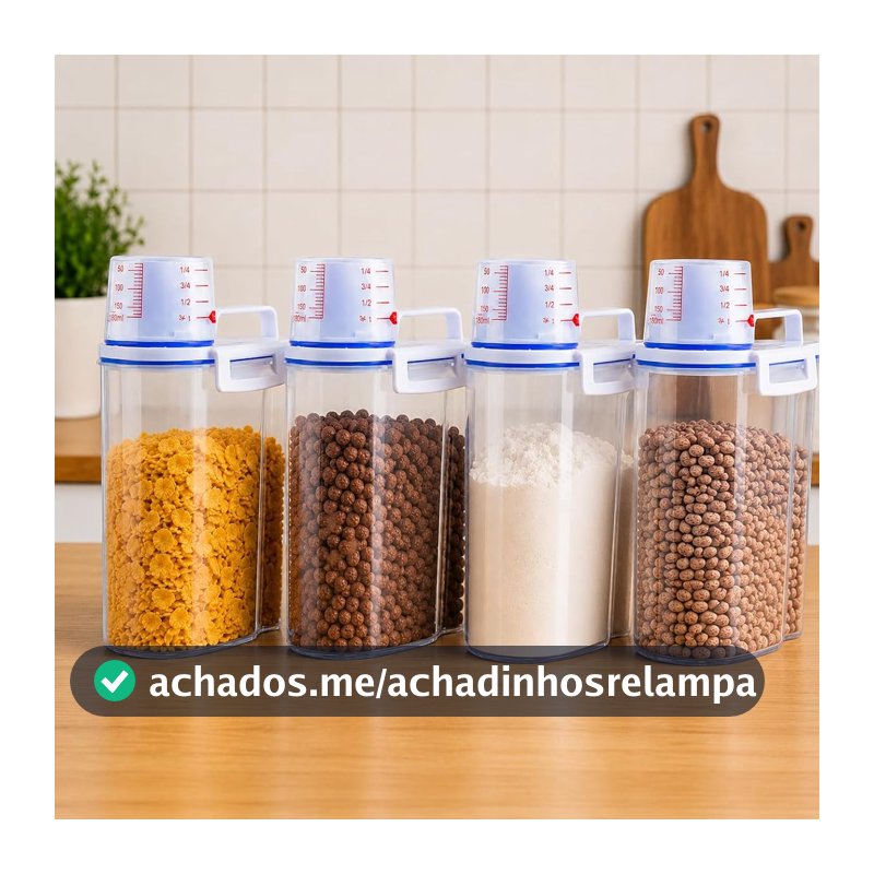 Kit 4 Unids Potes Herméticos 2,5 Litros Organizador Para Cozinha e Lavanderia