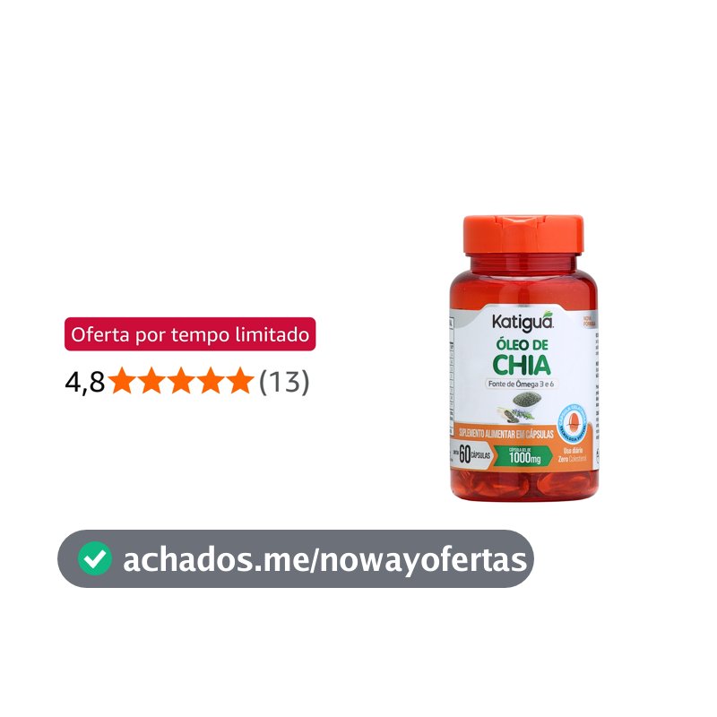 Katiguá, Óleo de Chia, Fonte de Ômega 3 • 6, Sem sabor, 60 Cápsulas Soft Gel • 30 doses, Laranja