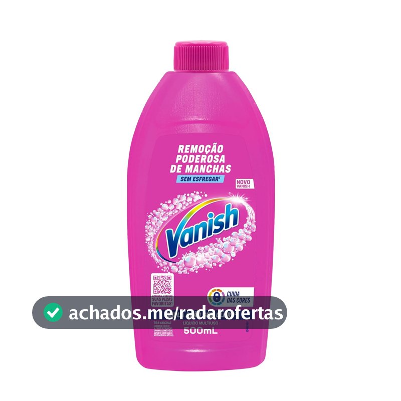 Tira Manchas Líquido Vanish Oxi Action Pink 500ml para Roupas Coloridas. Sem Cloro, Remove Manchas sem Danificar o Tecido, Preserva as Cores e Deixa as Roupas com Aparência de Novas.