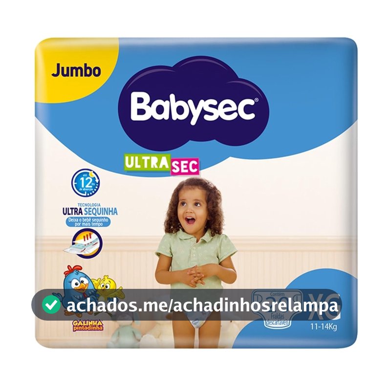 Fralda Babysec Ultrasec Galinha Pintadinha, XG, 20 unidades