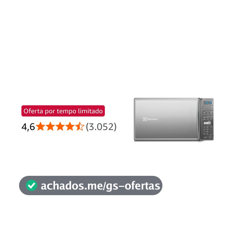 Micro-ondas Electrolux 27L cor Inox Espelhado com 55 receitas pré-programadas (MS37R) - 127V