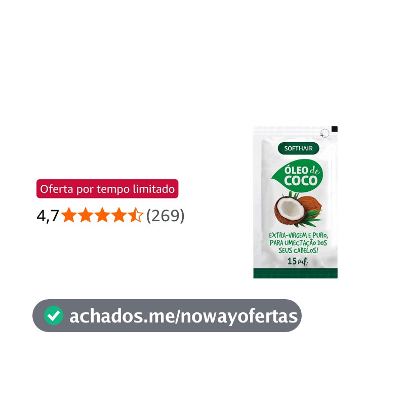 Óleo de Coco Extra Vigem (Sache) Softhair - 15ml, Soft Hair