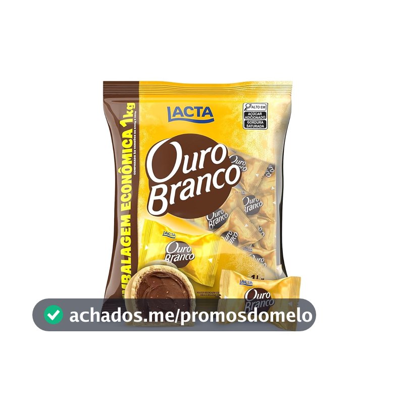 Lacta Ouro Branco - Wafer Recheado Sabor Chocolate Branco Pacote 1kg
