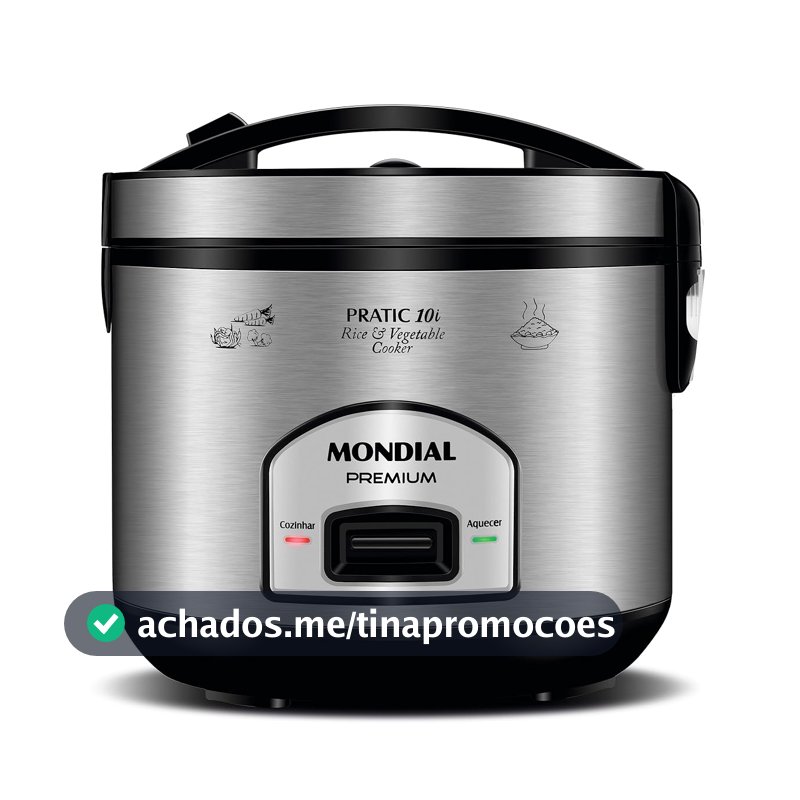 MONDIAL Panela Elétrica de Arroz, Preto/Inox, 700W, 110V - PE-42-10X