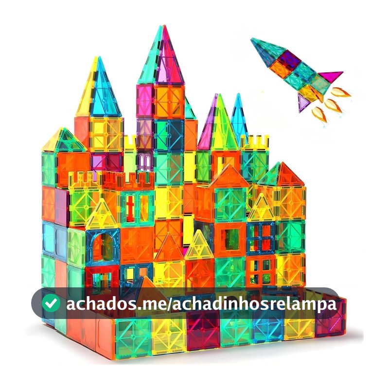 Blocos de Construção Magnéticos 64 Peças, Brinquedos Magnéticos Coloridos, Brinquedos Educacionais para Meninos e Meninas com Mais de 3 Anos de Idade