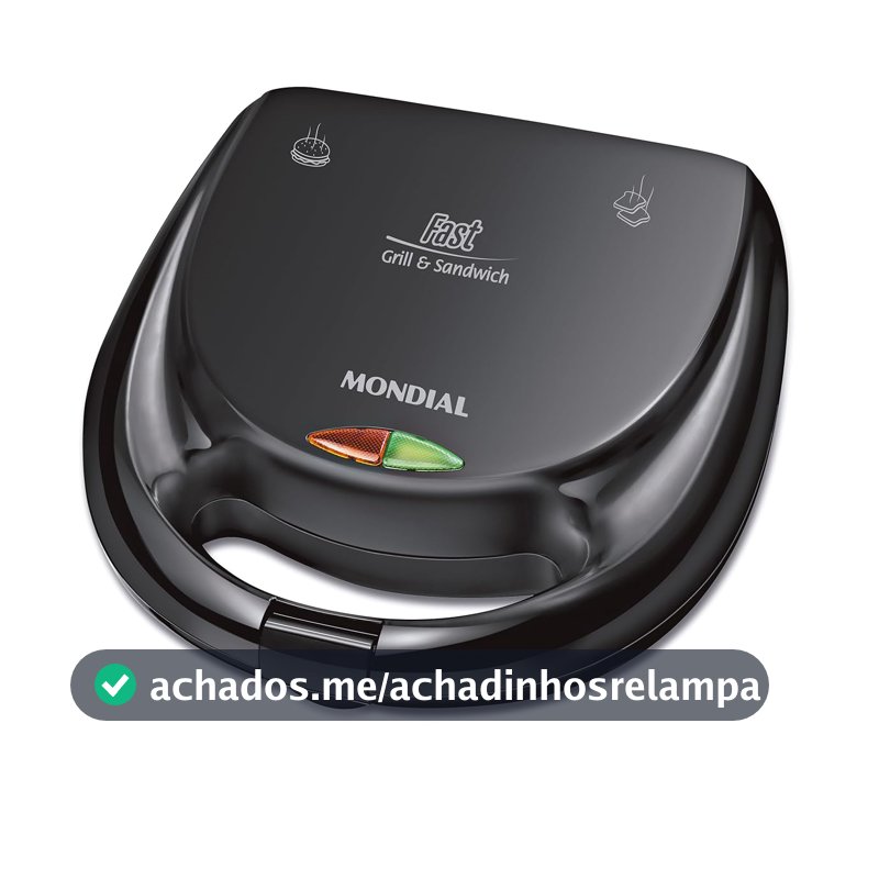 MONDIAL Sanduicheira Fast Grill & Sandwich, Preto, 750W, 110V - S-12