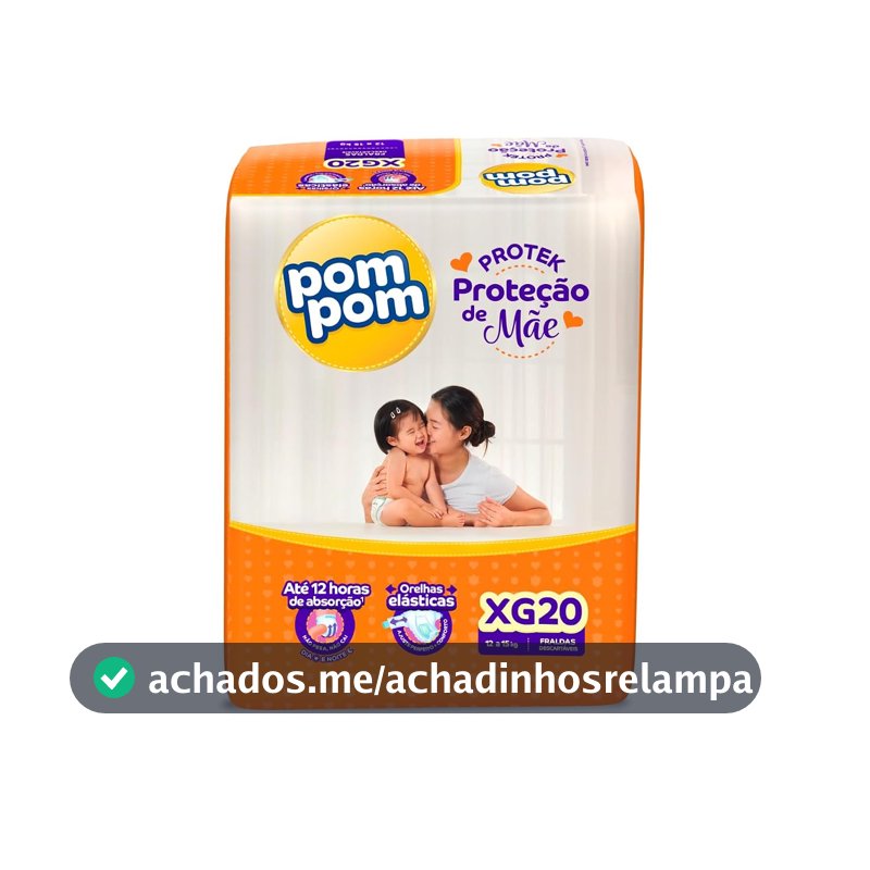 Fralda Pom Pom Protek Proteção de Mãe Jumbo XG 20 Unidades