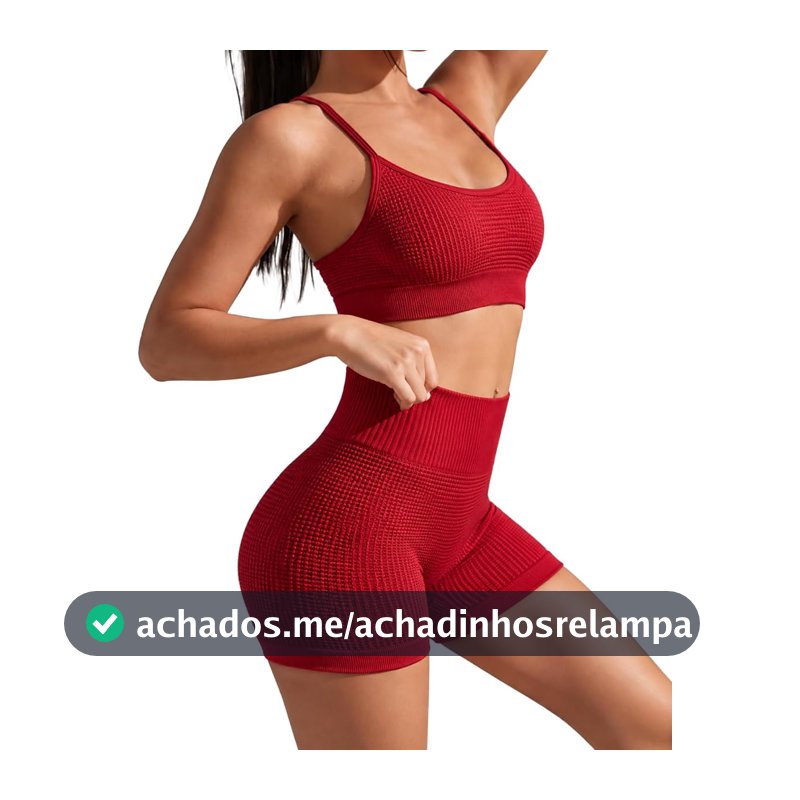 Conjunto Fitness Feminino Top e Short Sem Costura Poliamida Ultraleve