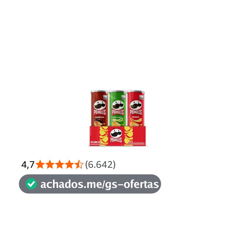Pringles Pack Promo Salgadinho de Batata Frita 3 Sabores - Original, Creme e Cebola e Churrasco