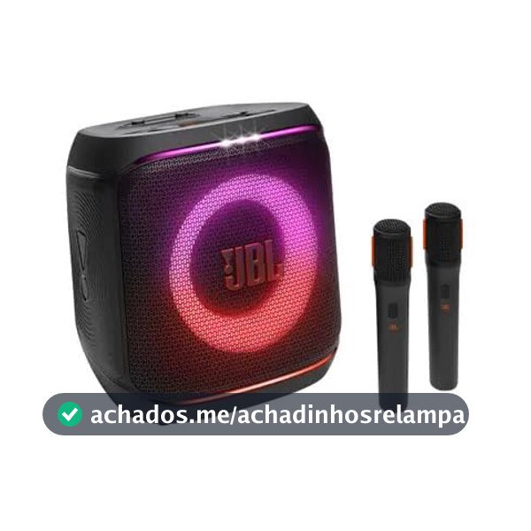 JBL, Caixa de Som, PartyBox Encore Essential 2 Mic, Show de Luzes, Bluetooth, Portátil, Resistente a Respingos, Bateria de até 15H, Pro Sound, AI Boost, 100 W RMS