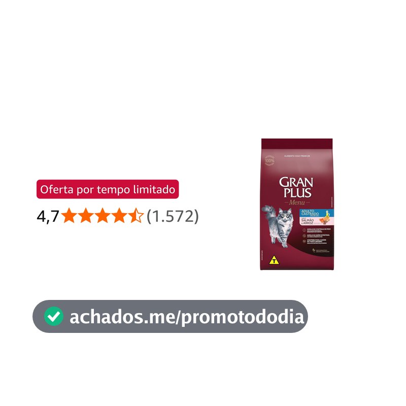 GRANPLUS GATOS CASTRADO SALMÃO E ARROZ 1X10,1kg