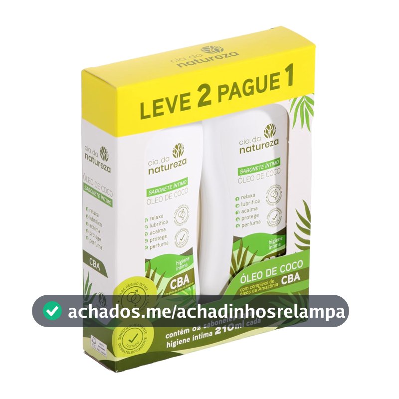 Sabonete Íntimo Feminino Cremoso, Cia. da Natureza, Óleo de Coco, 210ml