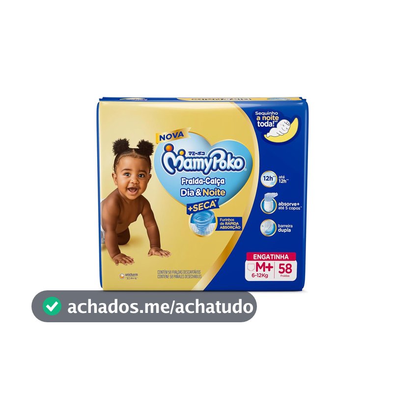 MamyPoko Fralda-Calça Dia&Noite M 58 Unidades