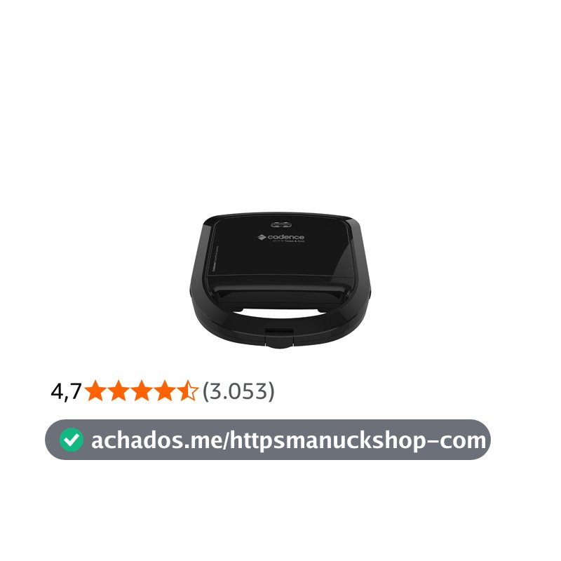 Sanduicheira Elétrica Cadence Toast & Grill, Preta, 750W, 110V, SAN260