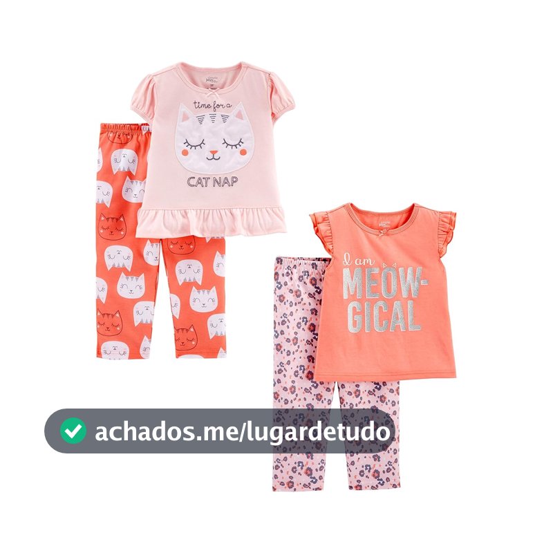 Simple Joys by Carter's Pijama de poliéster de 4 peças para meninas